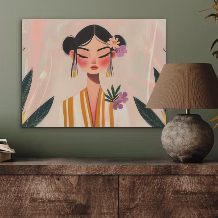 Vrouw - Bloemen - Pastel PET vilt klein -sfeer2