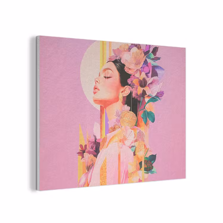 Vrouw - Bloemen - Paars - Abstract PET vilt klein -3d
