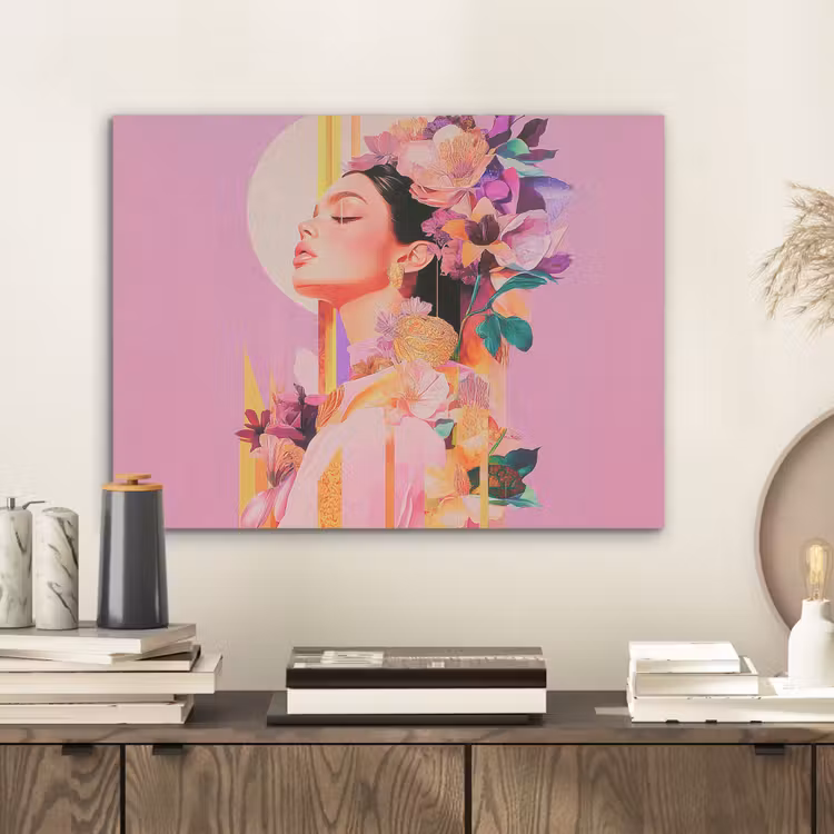 Vrouw - Bloemen - Paars - Abstract PET vilt klein -sfeer1