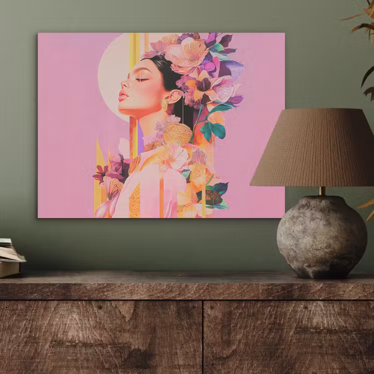 Vrouw - Bloemen - Paars - Abstract PET vilt klein -sfeer2