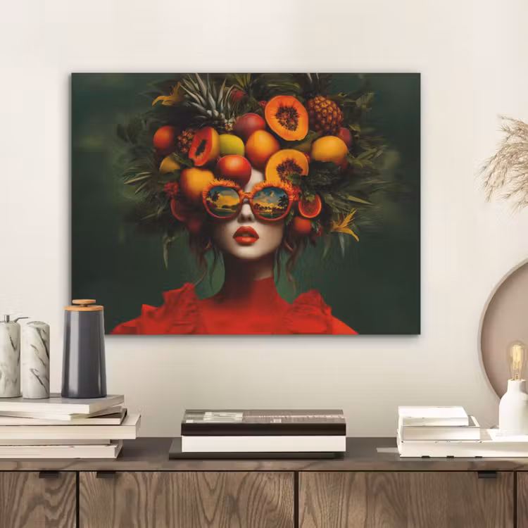Vrouw - Vruchten - Papaja - Ananas PET vilt klein -sfeer1