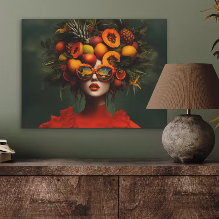 Vrouw - Vruchten - Papaja - Ananas PET vilt klein -sfeer2