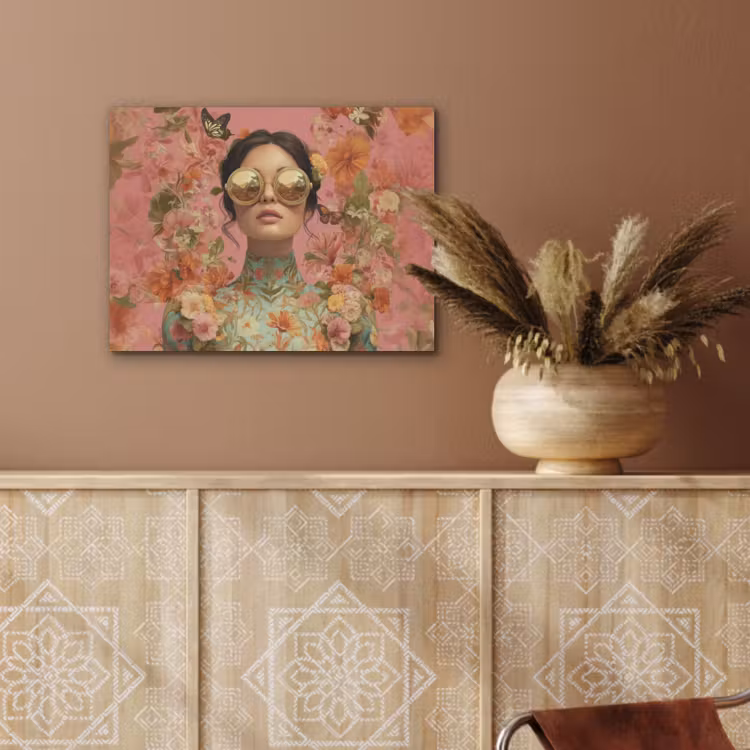 Vrouw - Bril - Roze - Bloemen PET vilt klein -sfeer4