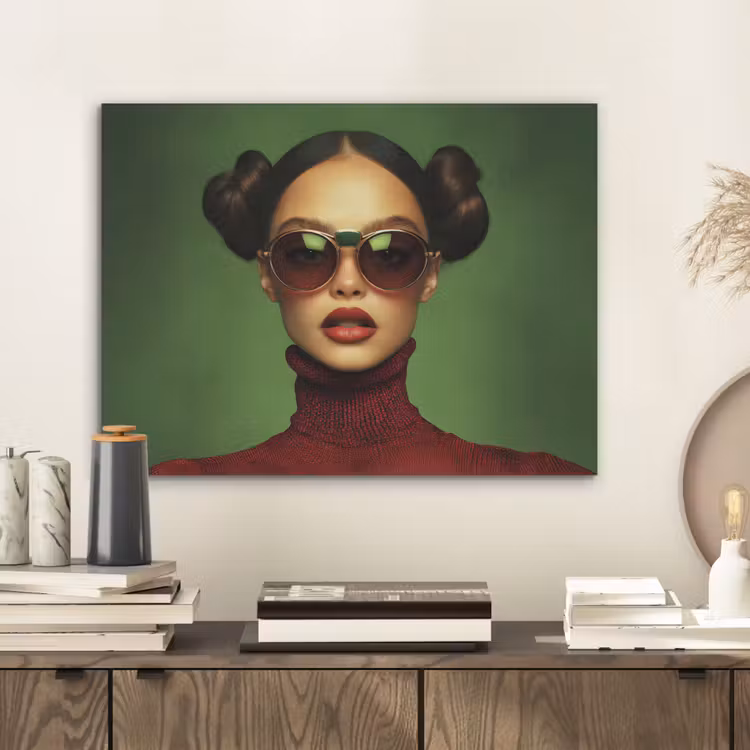 Vrouw - Groen - Bril - Aesthetic - Modern PET vilt klein -sfeer1