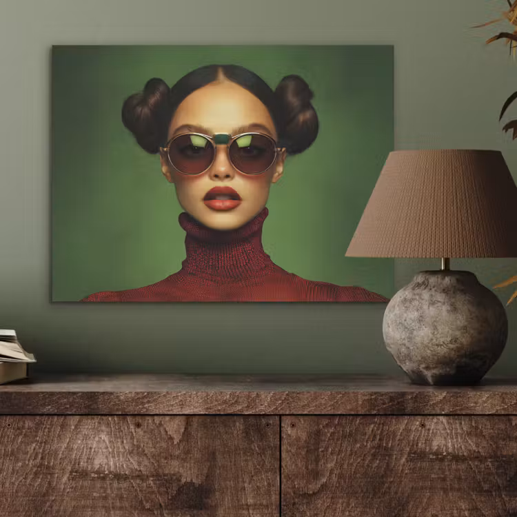 Vrouw - Groen - Bril - Aesthetic - Modern PET vilt klein -sfeer2