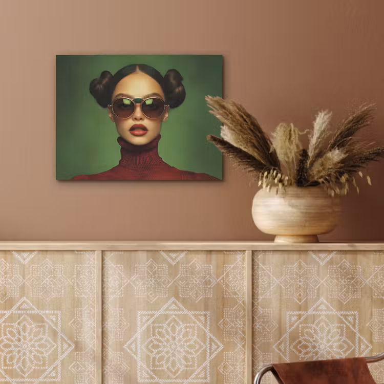 Vrouw - Groen - Bril - Aesthetic - Modern PET vilt klein -sfeer4