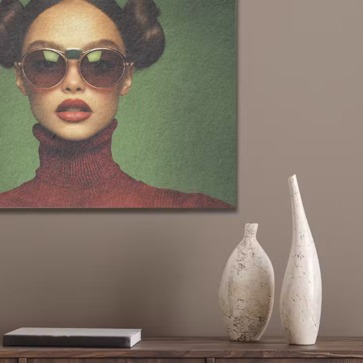 Vrouw - Groen - Bril - Aesthetic - Modern PET vilt klein -sfeer6_closeup