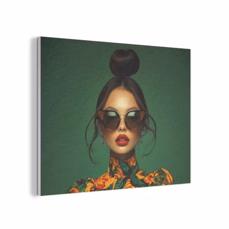 Vrouw - Groen - Modern - Bril - Abstract PET vilt klein -3d