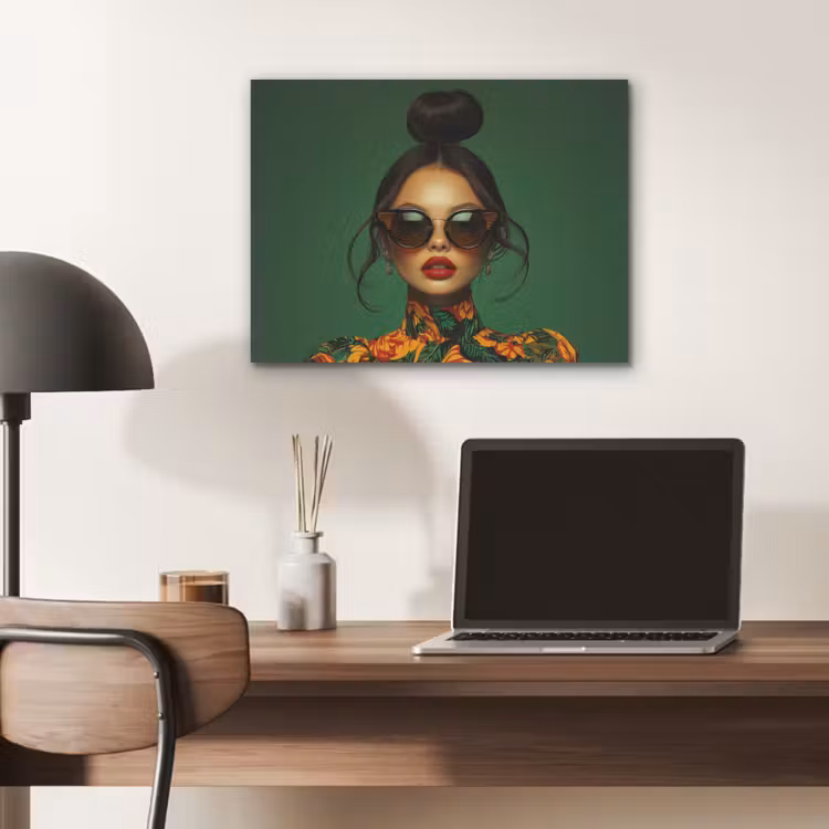 Vrouw - Groen - Modern - Bril - Abstract PET vilt klein -sfeer5