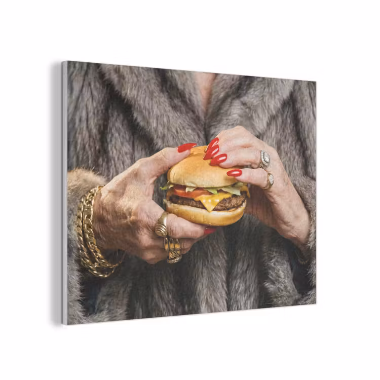 Vrouw - Hamburger - Bontjas PET vilt klein -3d