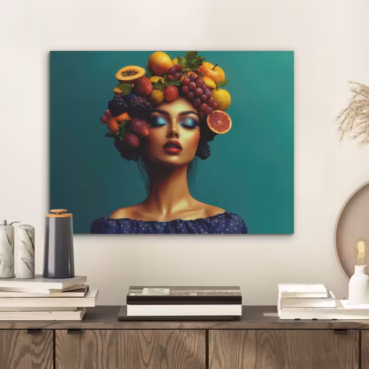 Vrouw - Hoodtooi - Tropisch - Fruit - Druiven PET vilt klein -sfeer1