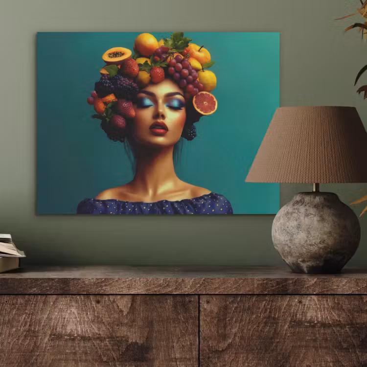 Vrouw - Hoodtooi - Tropisch - Fruit - Druiven PET vilt klein -sfeer2