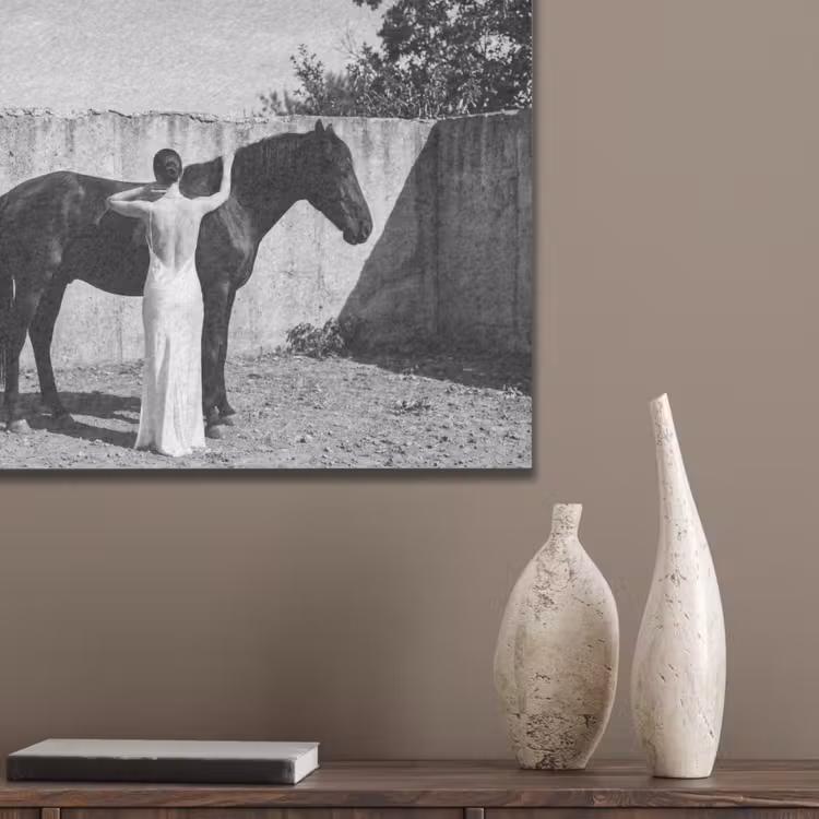 Vrouw - Paard - Artistiek PET vilt klein -sfeer6_closeup