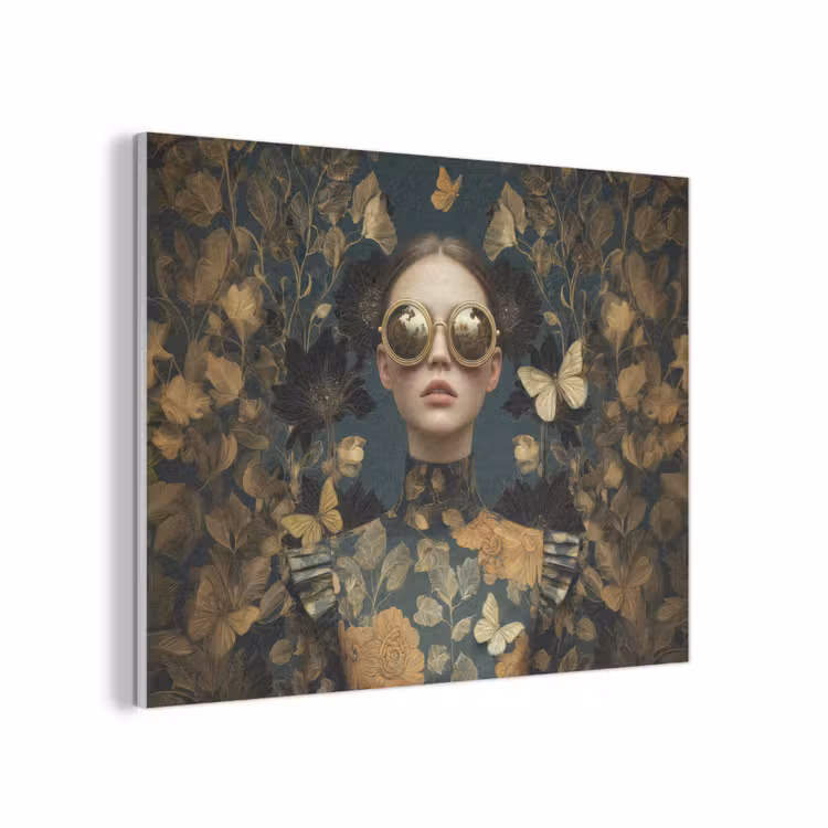 Vrouw - Bladeren - Goud - Vlinders PET vilt klein -3d