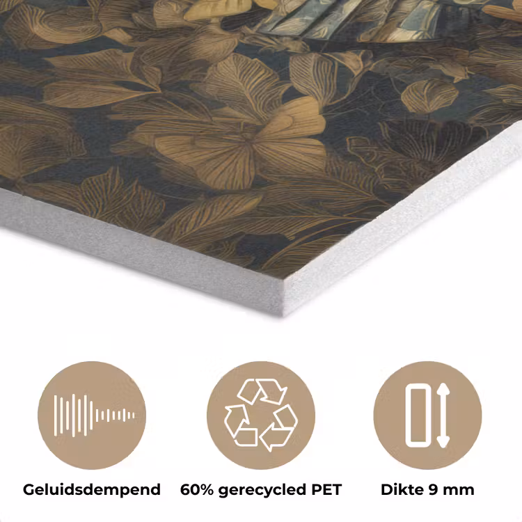 Vrouw - Bladeren - Goud - Vlinders PET vilt klein -closeup_NL