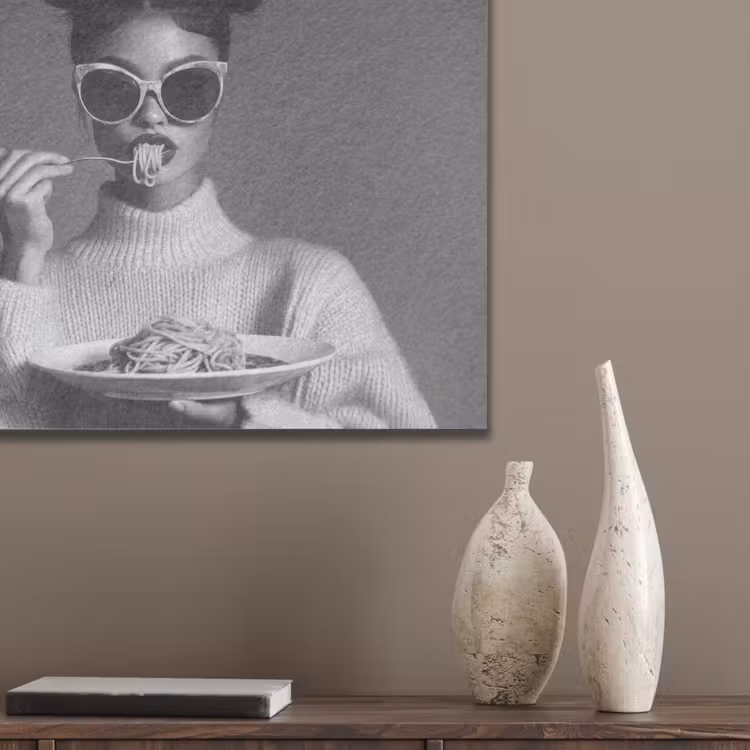 Vrouw - Pasta - Zonnebril PET vilt klein -sfeer6_closeup