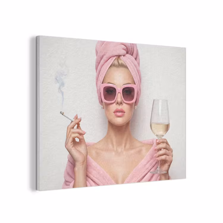 Vrouw - Roze - Wijn - Zonnebril PET vilt klein -3d