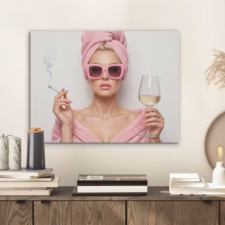 Vrouw - Roze - Wijn - Zonnebril PET vilt klein -sfeer1