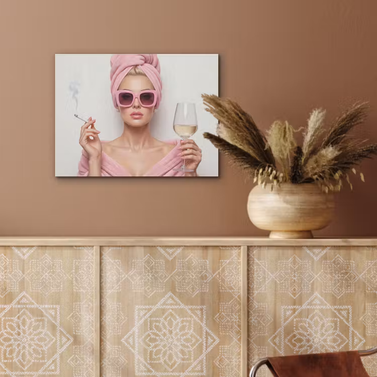 Vrouw - Roze - Wijn - Zonnebril PET vilt klein -sfeer4