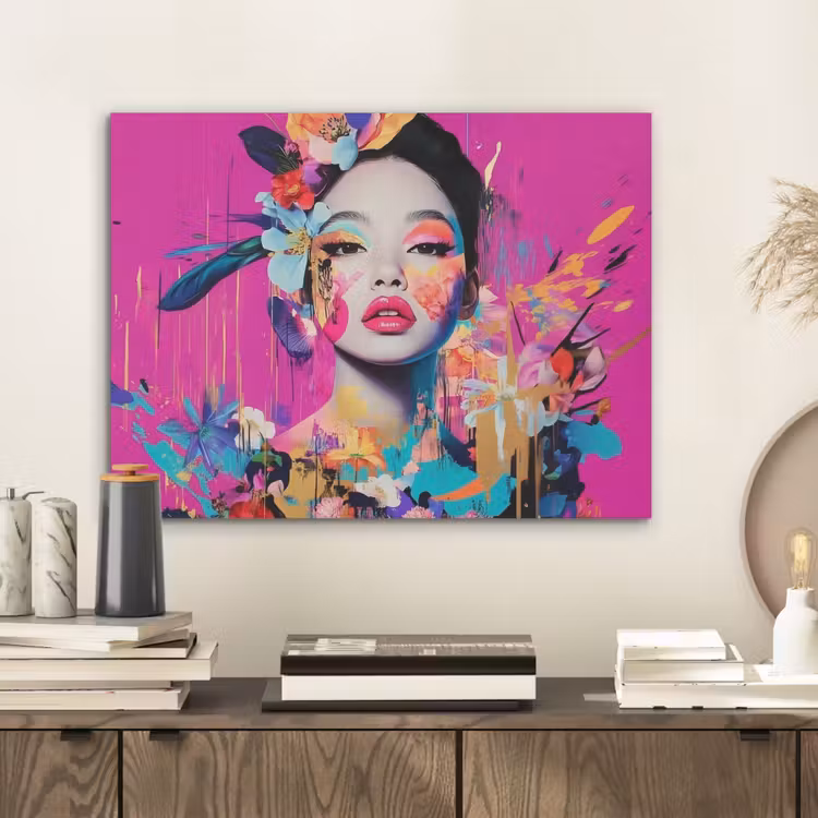 Vrouw - Portret - Abstract - Paars PET vilt klein -sfeer1