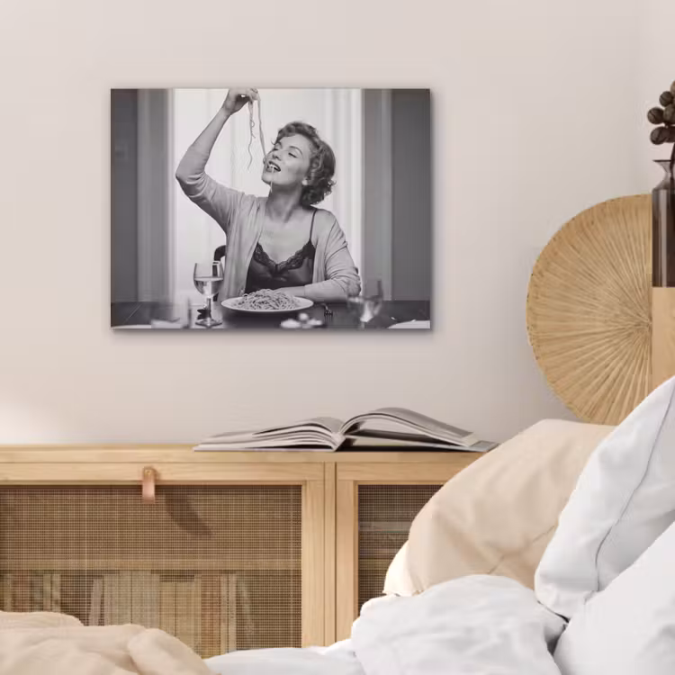 Vrouw - Spaghetti - Zwart - Wit PET vilt klein -sfeer3