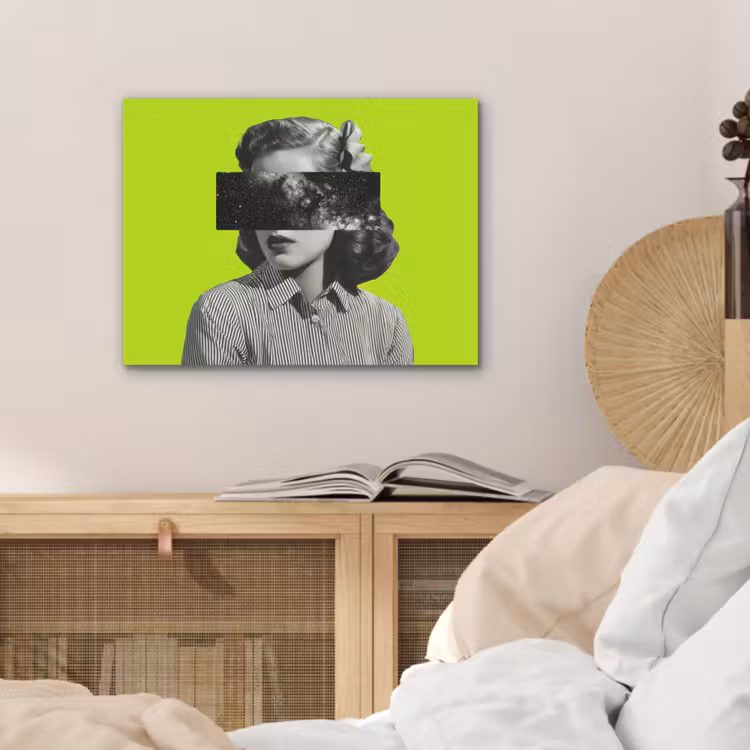 Vrouw - Sterrenhemel - Groen PET vilt klein -sfeer3
