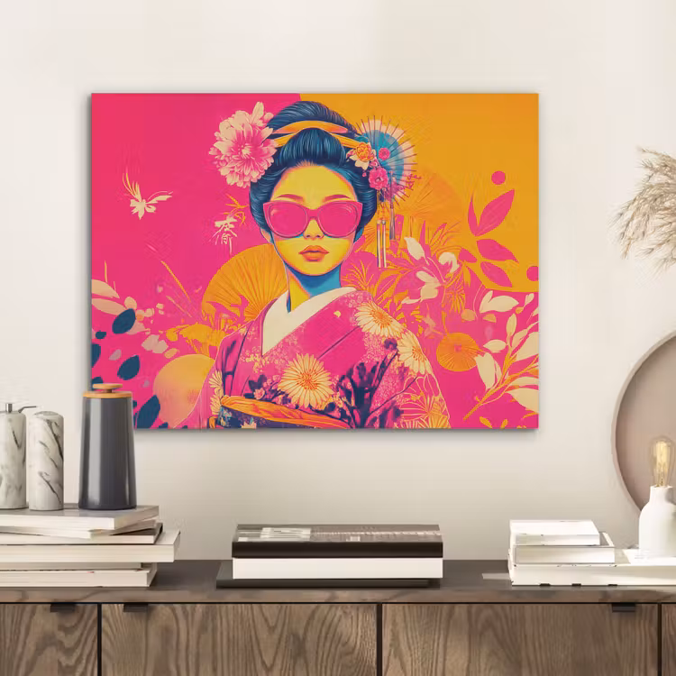 Vrouw - Zonnebril - Abstract - Oranje PET vilt klein -sfeer1