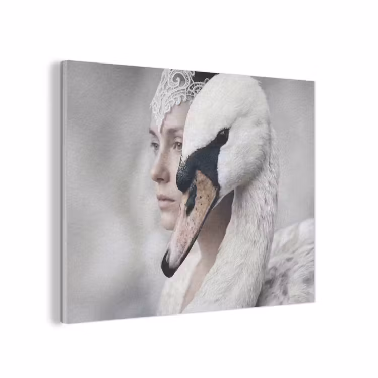 Vrouw - Zwaan - Wit PET vilt klein -3d
