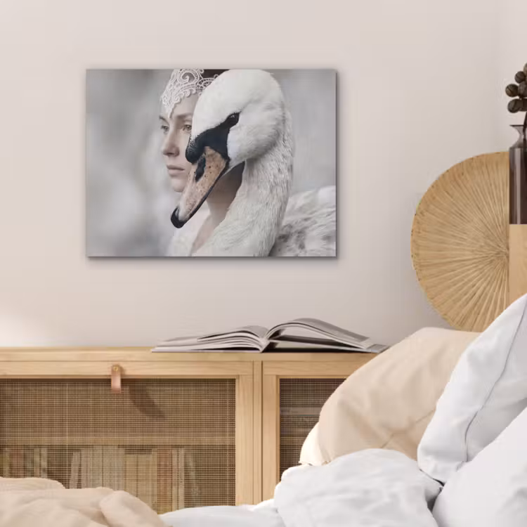 Vrouw - Zwaan - Wit PET vilt klein -sfeer3
