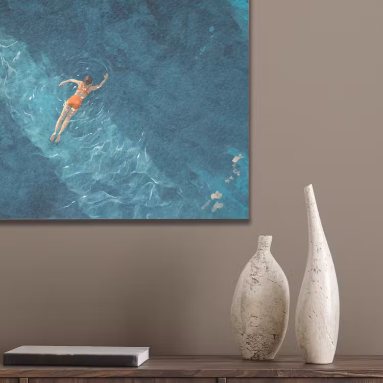 Vrouw - Water - Bikini - Oranje PET vilt klein -sfeer6_closeup