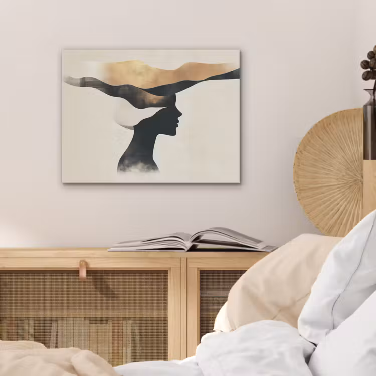 Vrouw - Golven - Zwart PET vilt klein -sfeer3