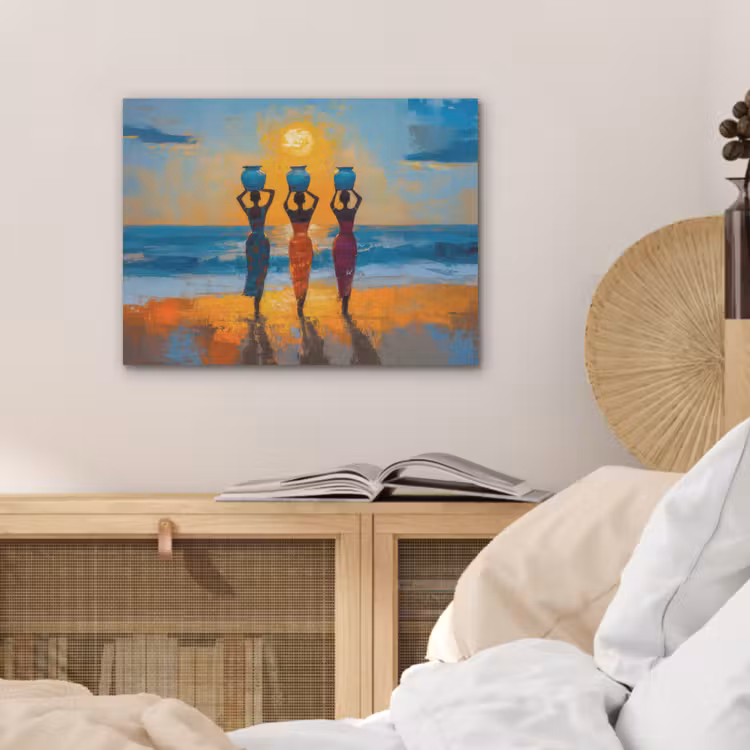 Vrouwen - Strand - Zondsondergang PET vilt klein -sfeer3