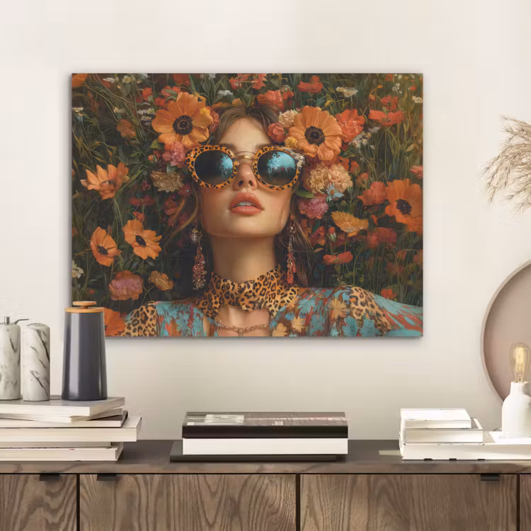 Vrouwen - Bloemen - Modern - Bril - Abstract PET vilt klein -sfeer1