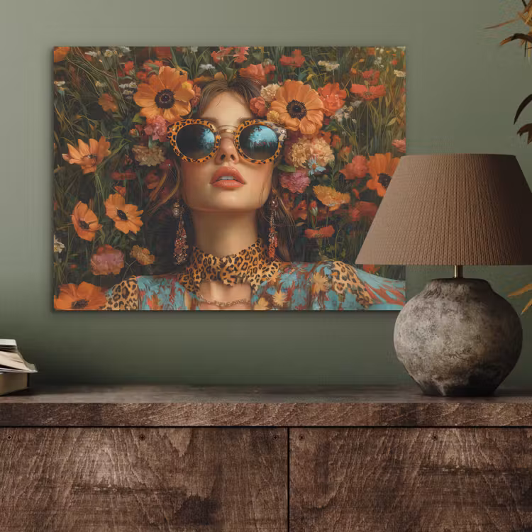 Vrouwen - Bloemen - Modern - Bril - Abstract PET vilt klein -sfeer2
