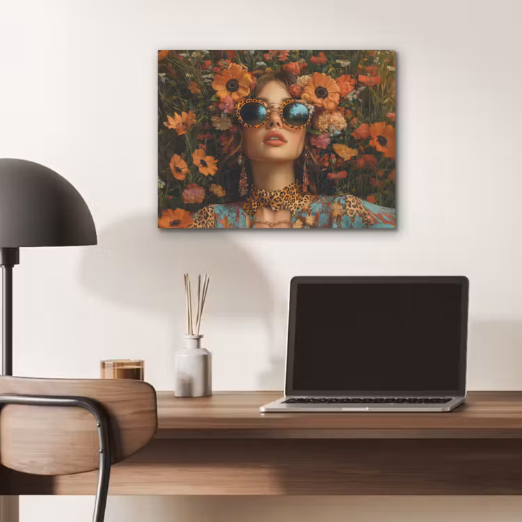 Vrouwen - Bloemen - Modern - Bril - Abstract PET vilt klein -sfeer5