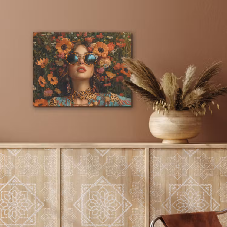 Vrouwen - Bloemen - Modern - Bril - Abstract PET vilt klein -sfeer4