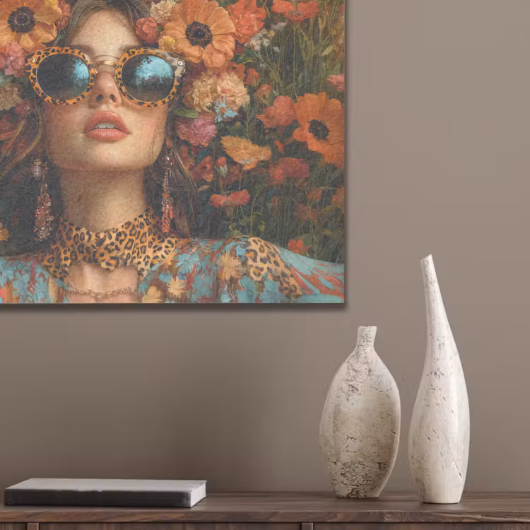 Vrouwen - Bloemen - Modern - Bril - Abstract PET vilt klein -sfeer6_closeup