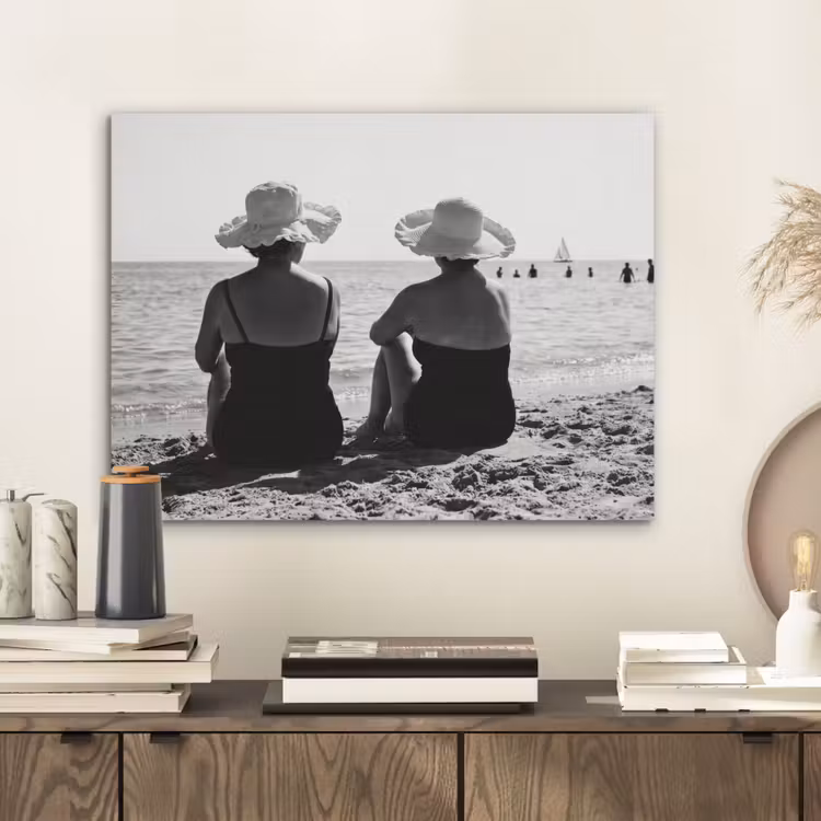 Vrouwen - Zonnehoed - Strand - Zwart - Wit PET vilt klein -sfeer1