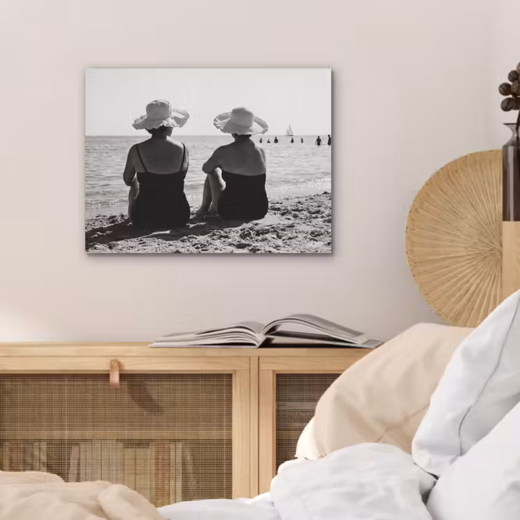 Vrouwen - Zonnehoed - Strand - Zwart - Wit PET vilt klein -sfeer3