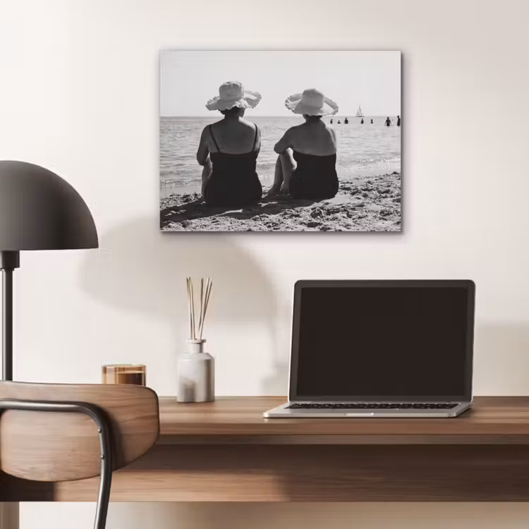 Vrouwen - Zonnehoed - Strand - Zwart - Wit PET vilt klein -sfeer5
