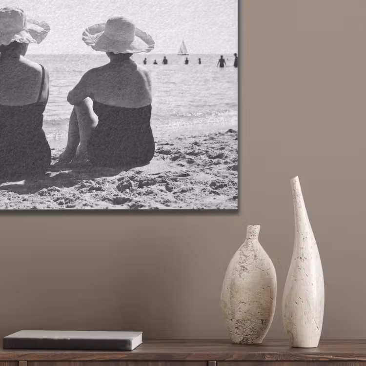 Vrouwen - Zonnehoed - Strand - Zwart - Wit PET vilt klein -sfeer6_closeup