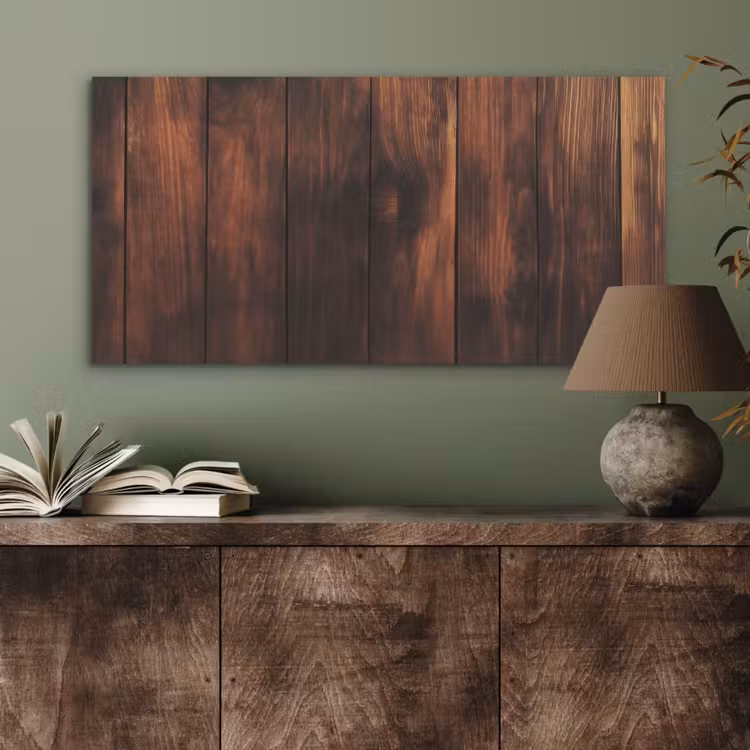 Hout - Planken - Vintage - Donkerbruin PET vilt middel -sfeer2