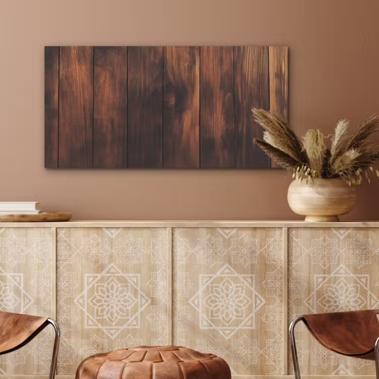 Hout - Planken - Vintage - Donkerbruin PET vilt middel -sfeer4