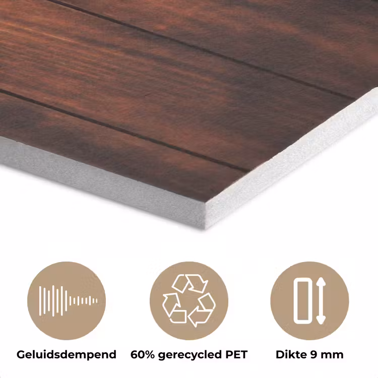Hout - Planken - Vintage - Donkerbruin PET vilt middel -closeup_NL