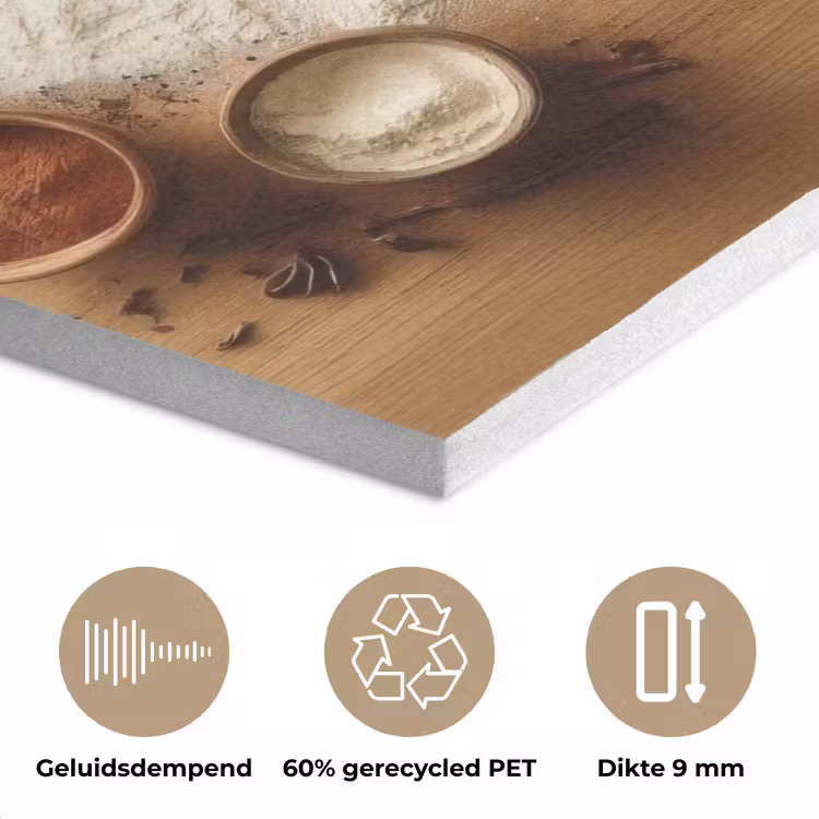 Hout - Wereldkaart - Bakken - Keuken PET vilt klein -closeup_NL