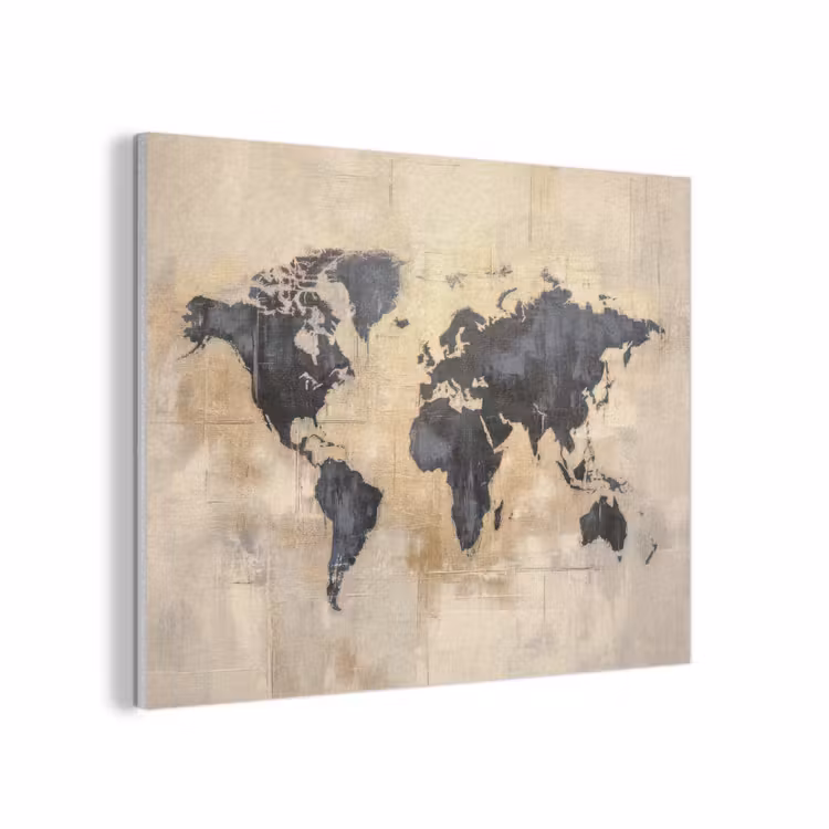 Wereldkaart - Goud - Zwart - Abstract PET vilt klein -3d