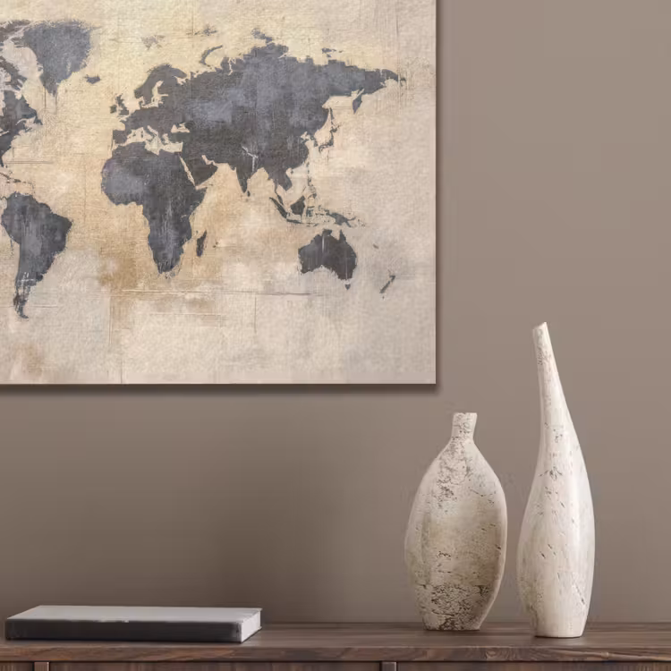 Wereldkaart - Goud - Zwart - Abstract PET vilt klein -sfeer6_closeup