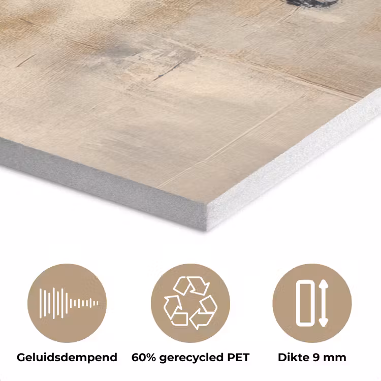 Wereldkaart - Goud - Zwart - Abstract PET vilt klein -closeup_NL
