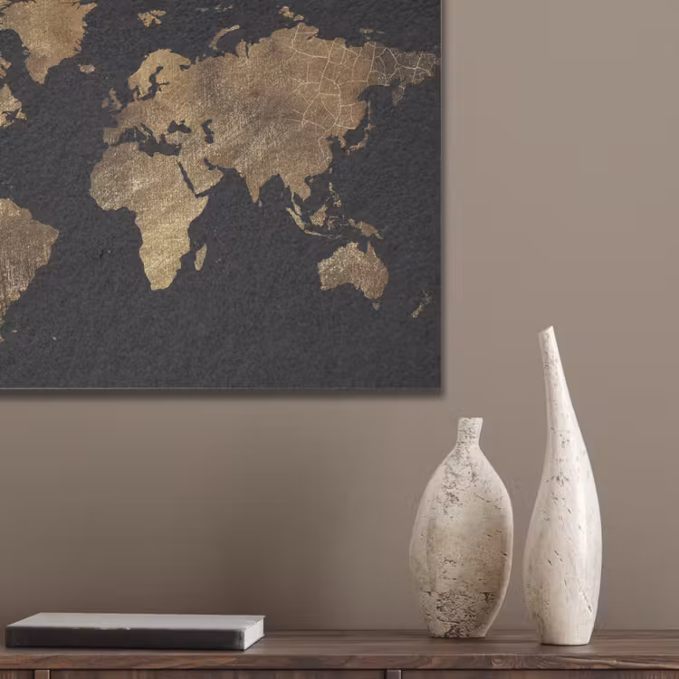 Wereldkaart - Goud - Luxe - Aarde - Zwart PET vilt klein -sfeer6_closeup