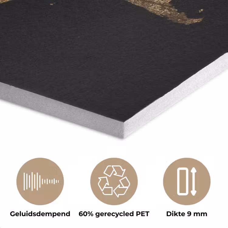 Wereldkaart - Goud - Luxe - Aarde - Zwart PET vilt klein -closeup_NL